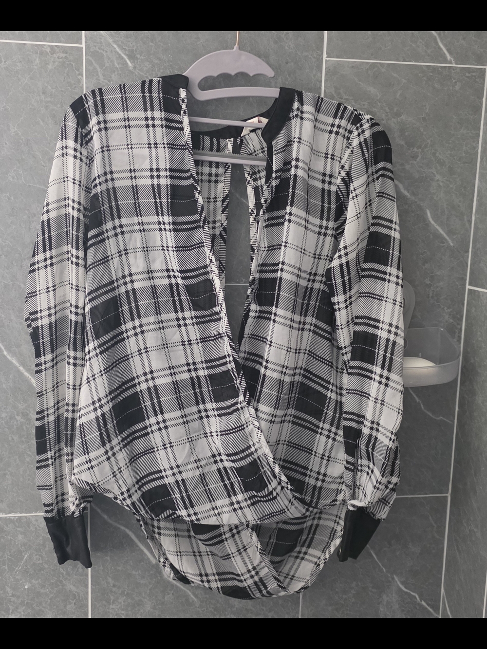 G By Guess Holly Plaid Faux-Leather Trim Top Size XS